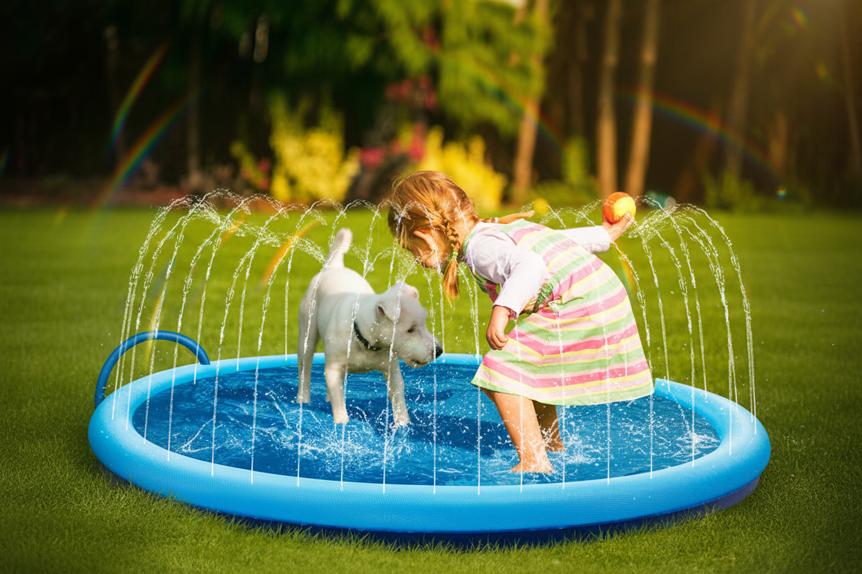 Summer Pet Swimming Pool Inflatable Water Sprinkler Pad Play Cooling Mat Outdoor Interactive Fountain Toy for Dogs